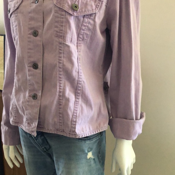 Christopher & Banks Women's Jean Jacket in Lilac and Lavendar - Picture 5 of 12